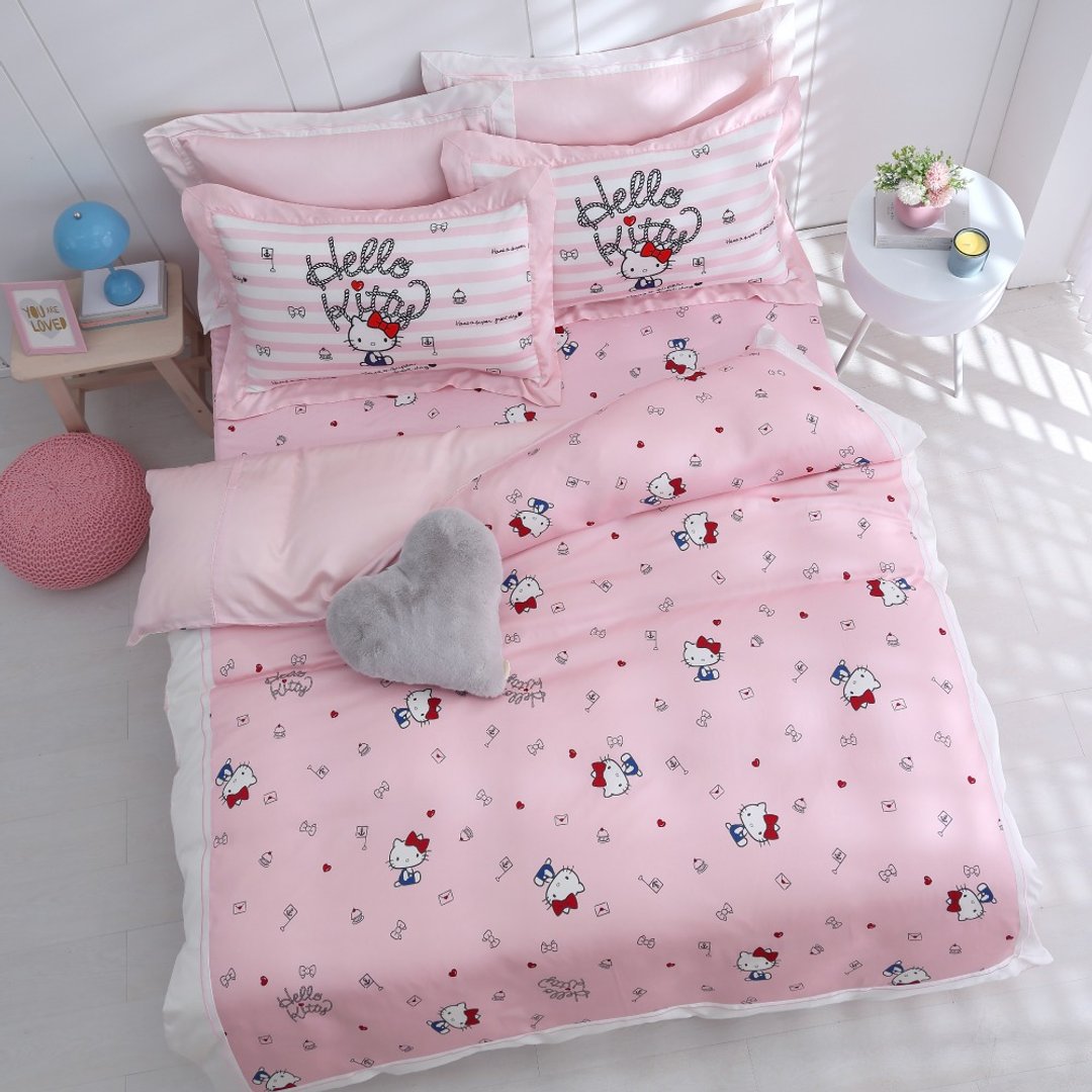 Hello Kitty-莱赛尔天丝-床包被套组- 海洋甜心-粉-满版-正版授 - 寝具 - 丝．绢 