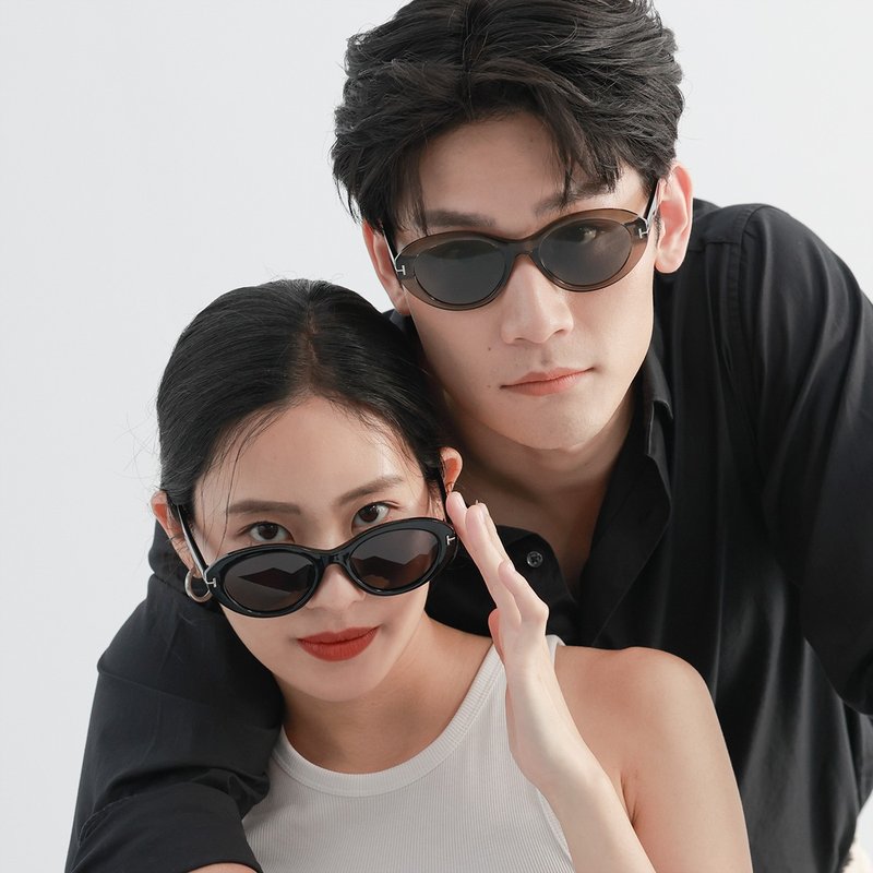 EJ-1867 TR 椭圆框偏光太阳眼镜 - 墨镜 - 其他材质 黑色