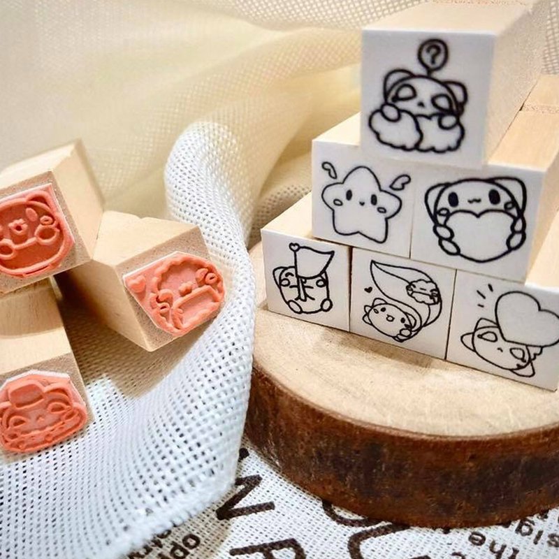 原创饭君fanjiun木制印章9入组/新年款/日常款 - 印章/印台 - 木头 