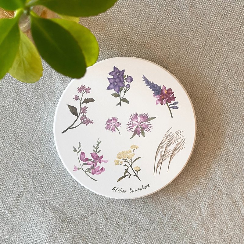 漫步植物园系列 / 幸福草木之秋陶瓷杯垫 - 杯垫 - 陶 多色