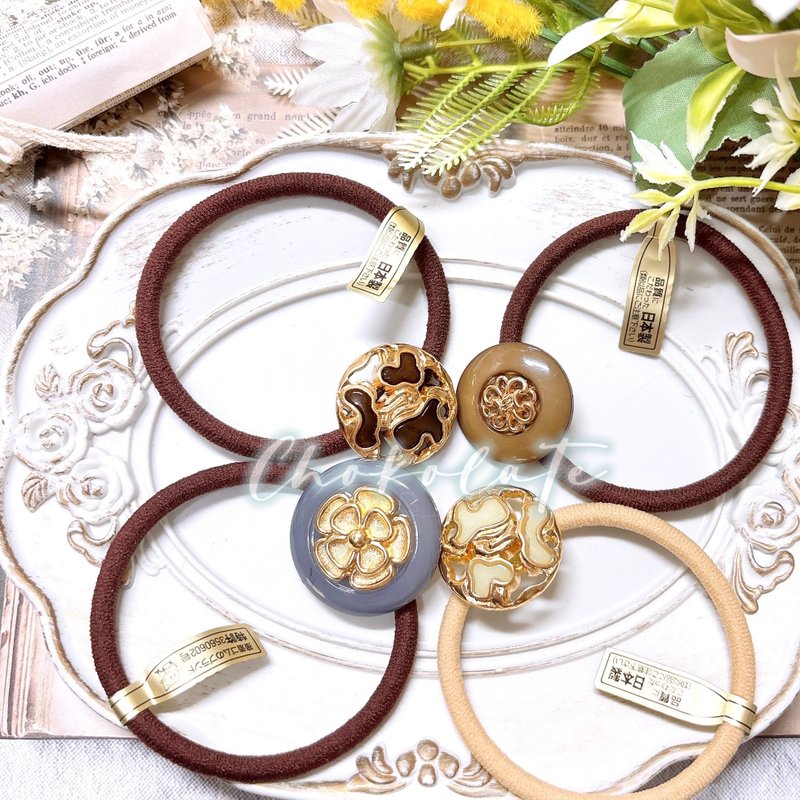 日本手染钮扣橡筋 发圈 - 发饰 - 树脂 多色