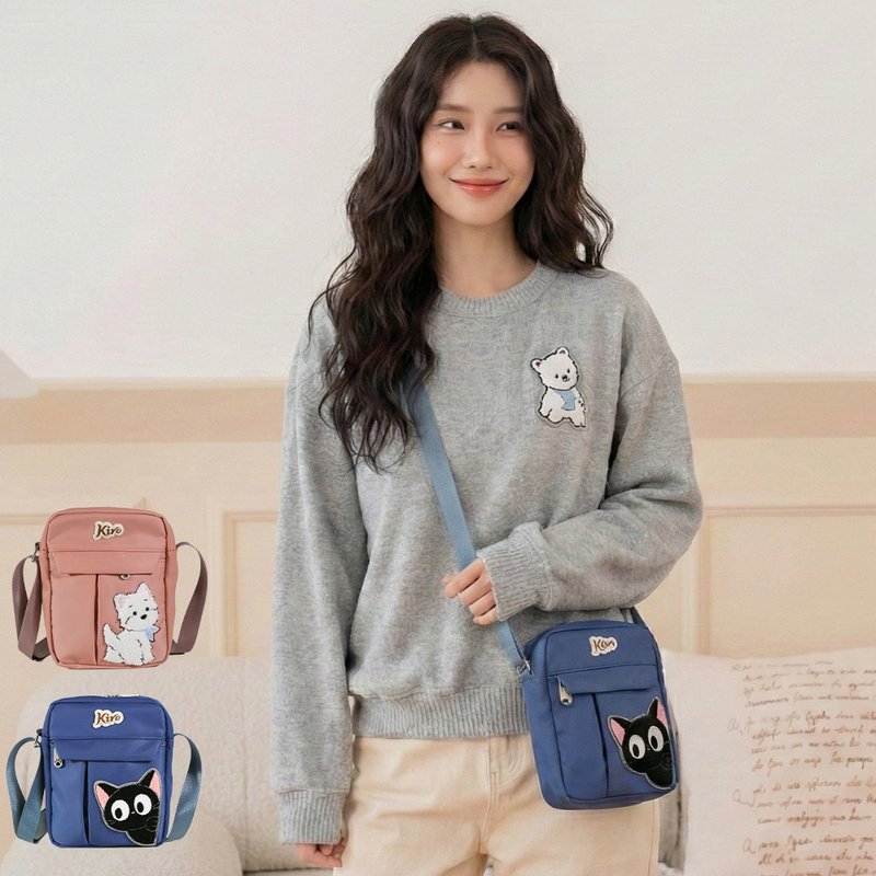 吐司包 小黑猫 高地白梗  斜背包【330126】 - 侧背包/斜挎包 - 尼龙 卡其色