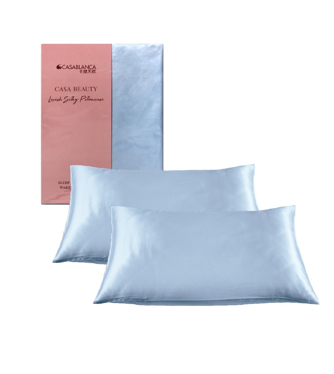 Casa Beauty 丝柔棉枕袋 - 浅湖蓝 (一对) - 寝具 - 丝．绢 蓝色