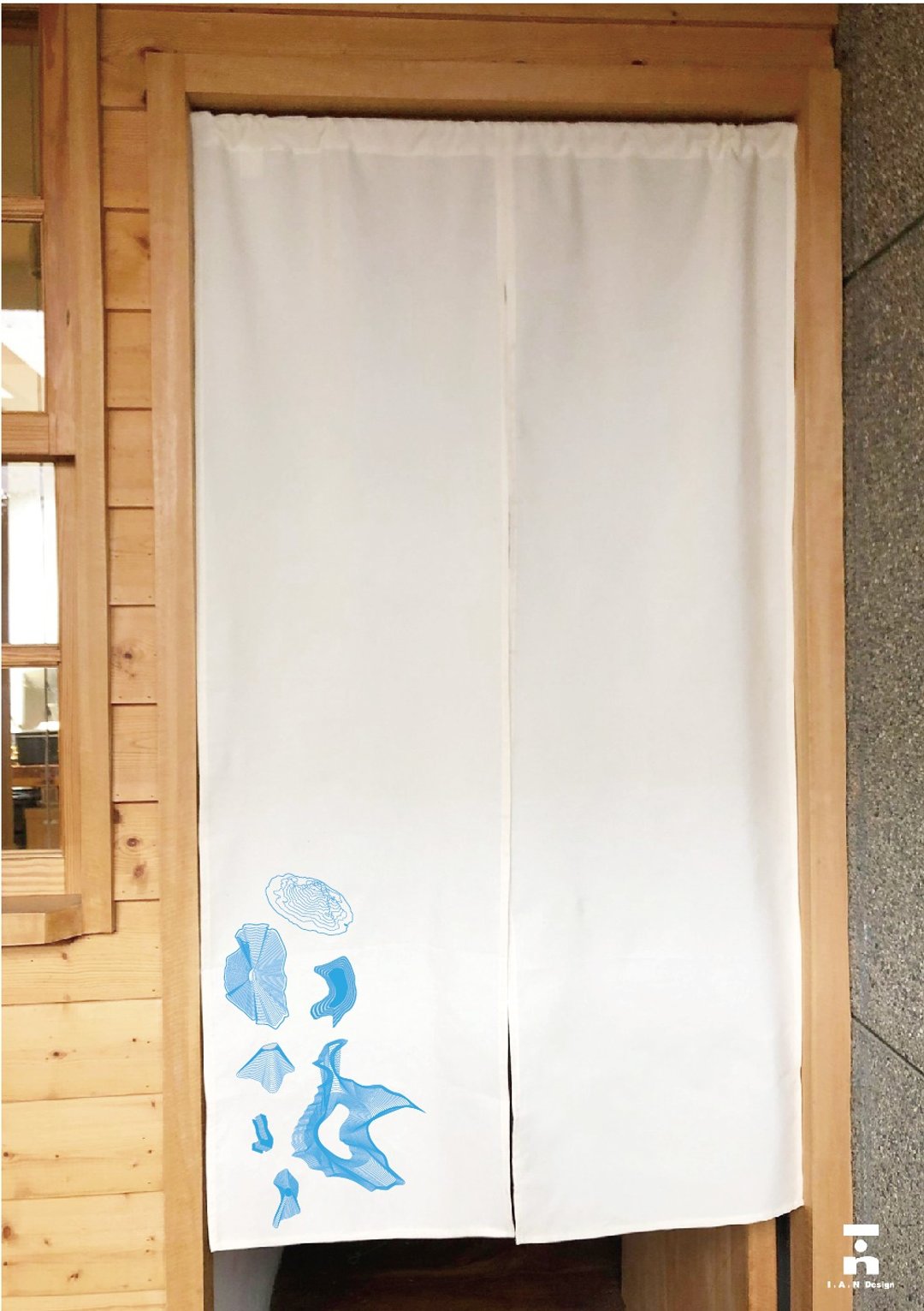 (多色款选择) 流线山脉-有机棉绢印日式中门帘 Organic Cotton - 门帘/门牌 - 棉 白色