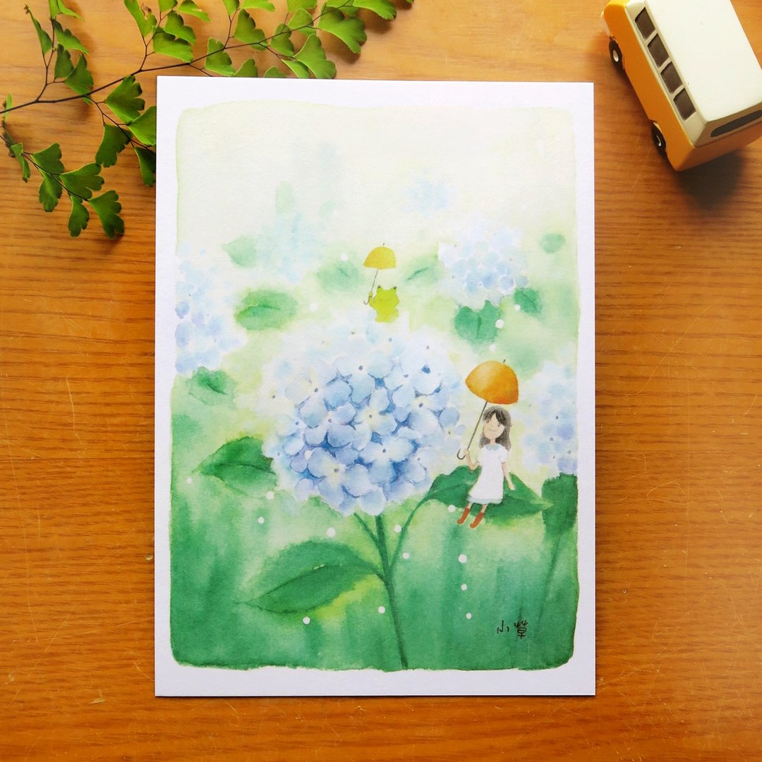 梦的雨天 明信片 - 卡片/明信片 - 纸 绿色