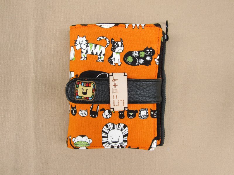 *1+1=5/丛林之王宝石狮橘色 中夹&护照套* - 皮夹/钱包 - 棉．麻 橘色