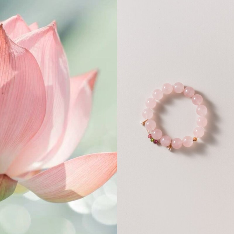 原创手工粉水晶碧玺招桃花开运手串设计款粉色手链生日礼物 - 手链/手环 - 宝石 粉红色