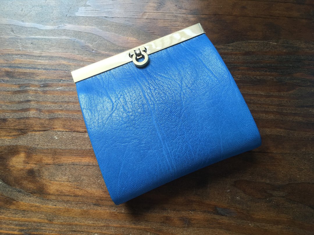 French goat leather half wallet carre light blue - 侧背包/斜挎包 - 真皮 
