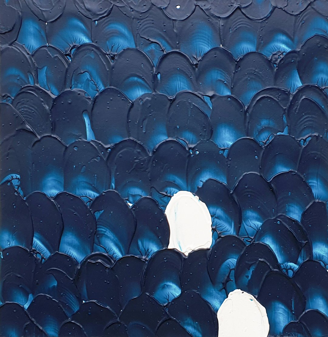 Key West Fish Painting Seascape Original Artwork Asia Underwater Animal Impasto - 海报/装饰画/版画 - 其他材质 蓝色