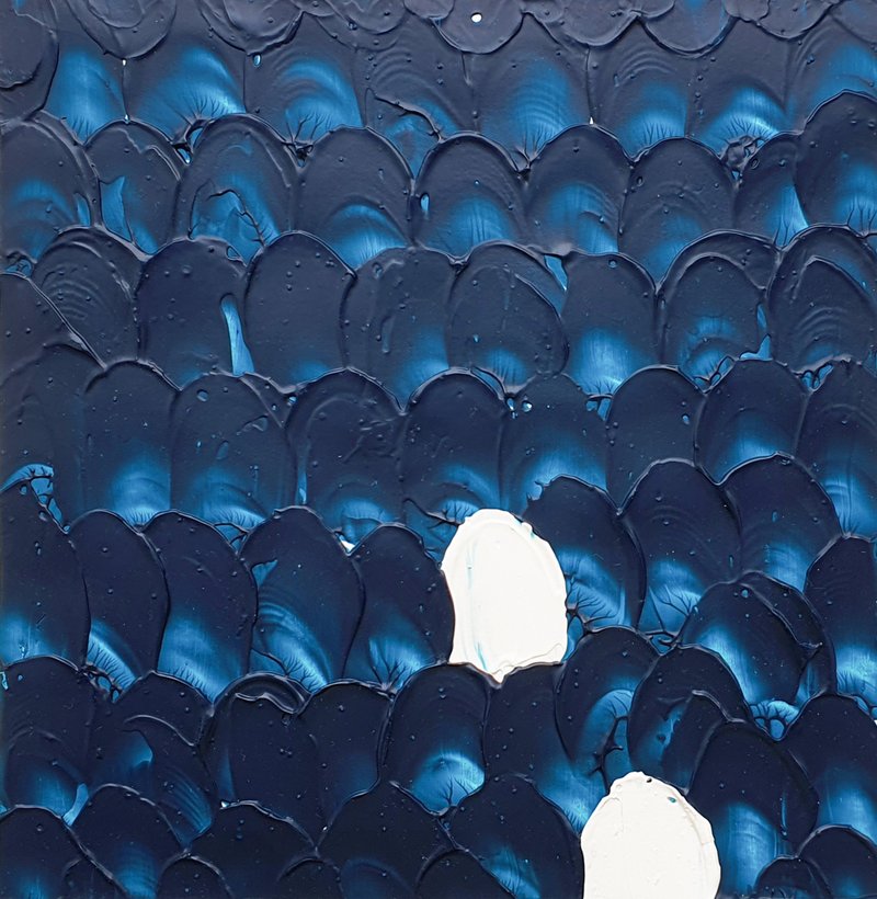 Key West Fish Painting Seascape Original Artwork Asia Underwater Animal Impasto - 海报/装饰画/版画 - 其他材质 蓝色