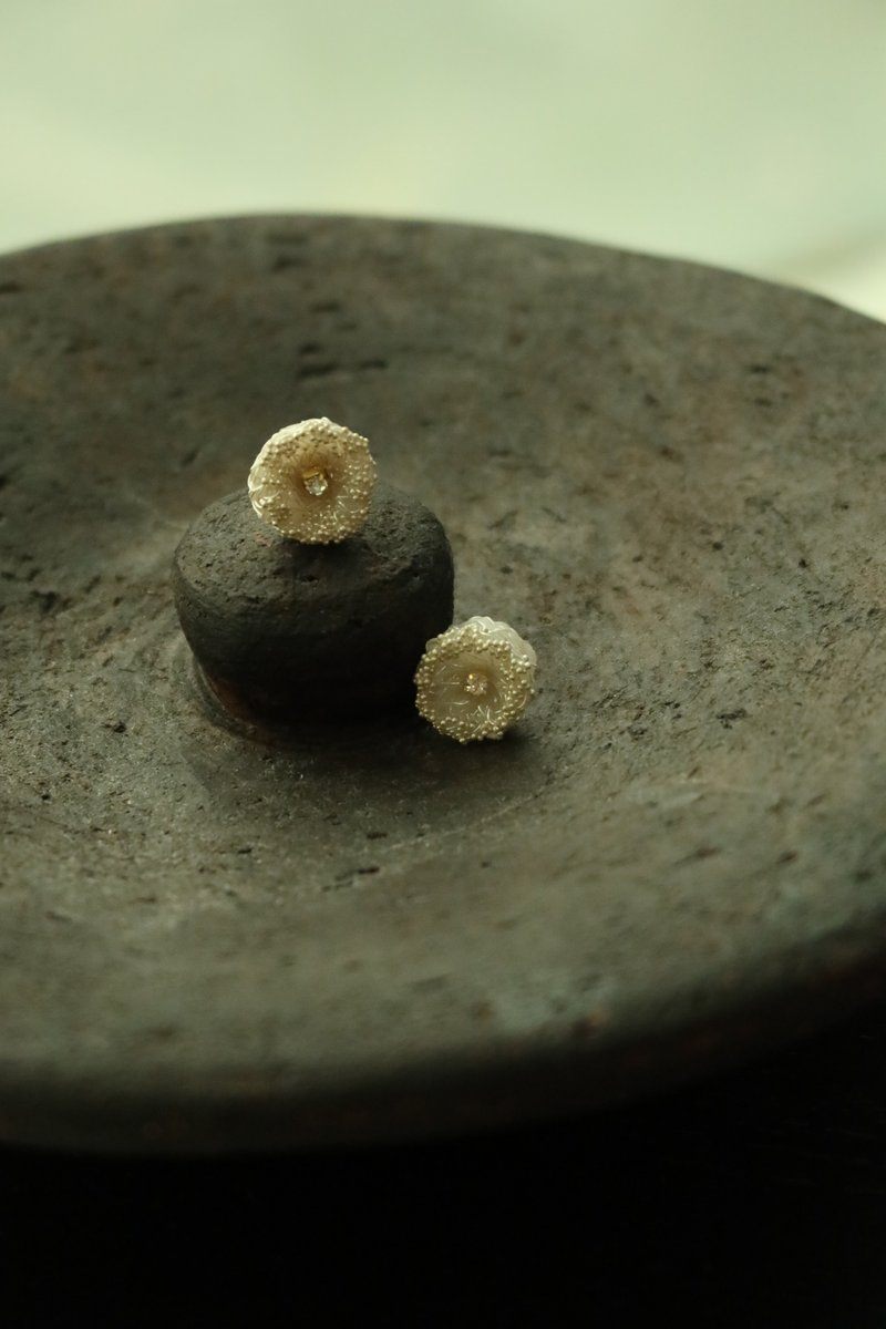 繁星圆月耳环\耳夹可 树脂耳环 925银针 夹式耳环 手工制作 - 耳环/耳夹 - 纯银 银色