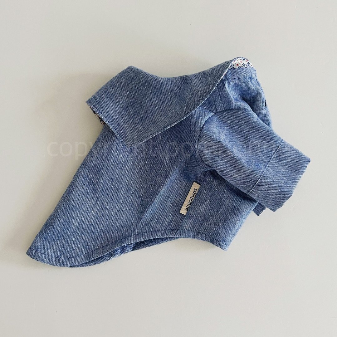 狗衣服/水手领蓝_蓝色青年布 - 衣/帽 - 棉 蓝色