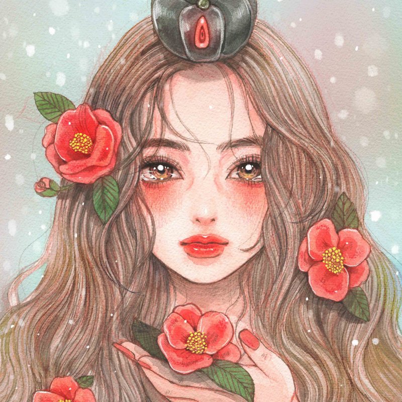 山茶花贴纸 - 贴纸 - 纸 多色