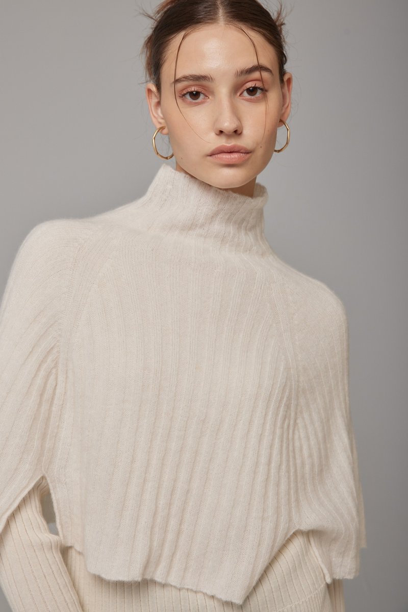 羊驼高领开衩小斗篷 (22W2TP03) - 女装上衣 - 羊毛 