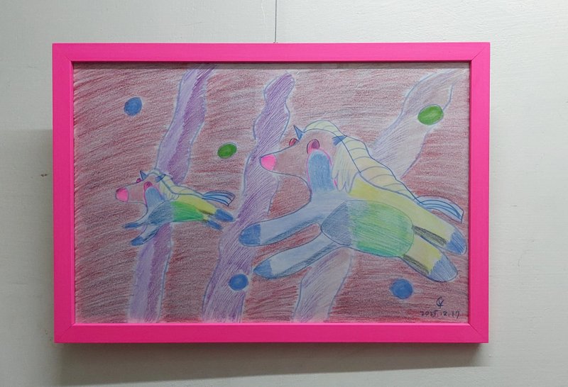 原画 飞跃 - 海报/装饰画/版画 - 纸 粉红色