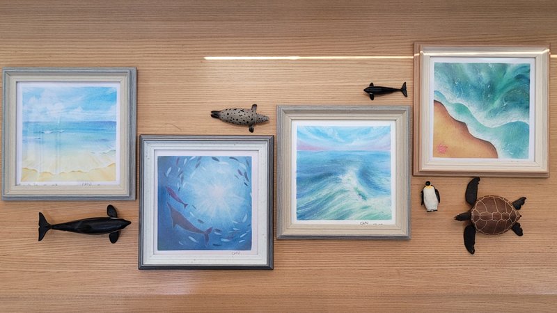【海。四色】晴天海滩、俯视海浪、海浪与浪花、仰望海面 四幅 - 海报/装饰画/版画 - 纸 