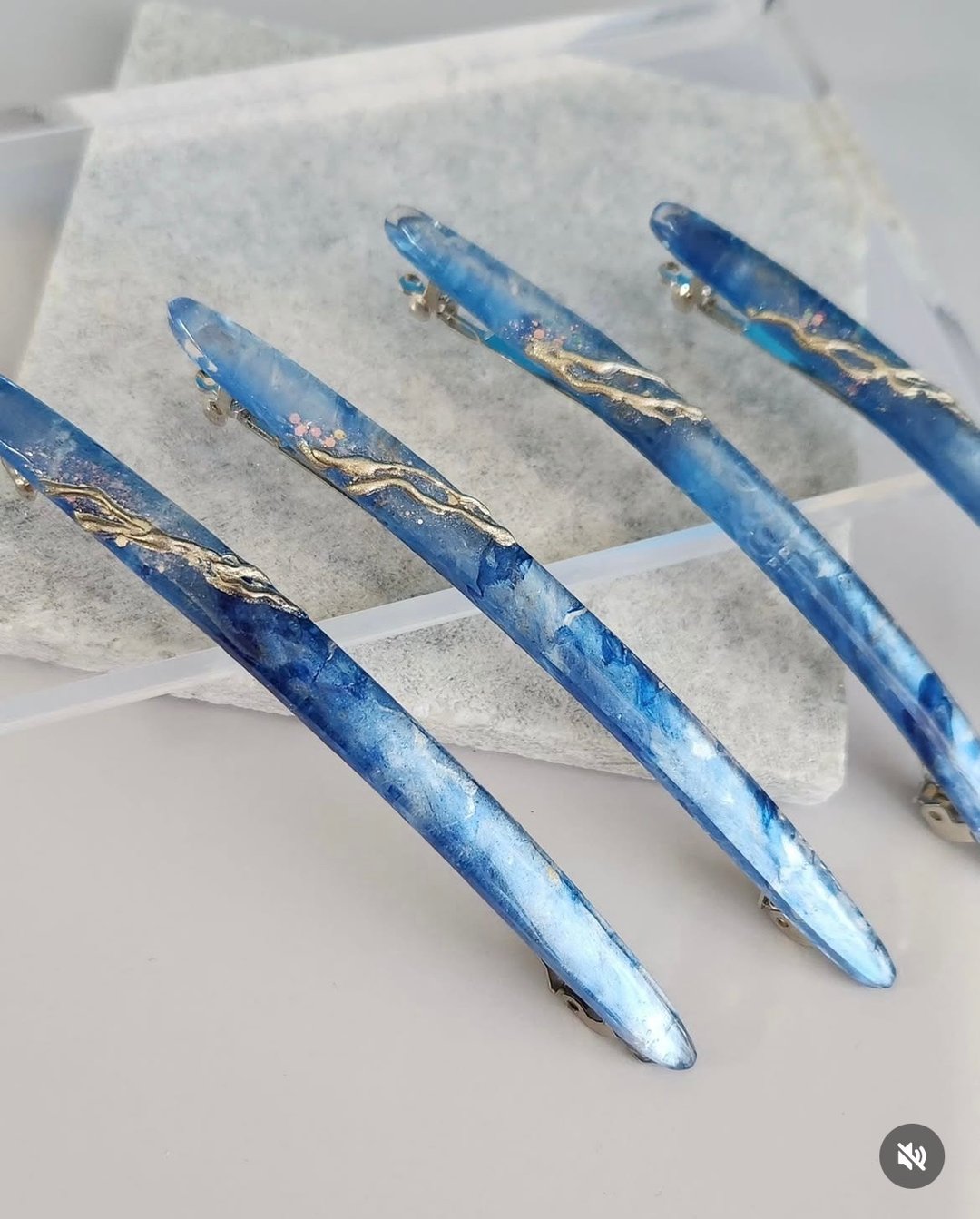 machi-pochi long barrette - 发饰 - 其他材质 蓝色