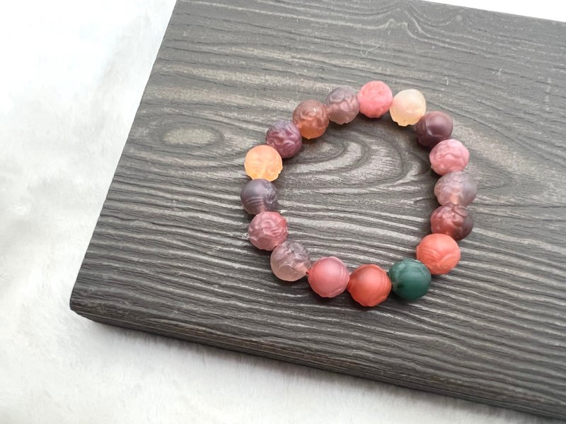 绯红玛瑙雕刻象神糖果玛瑙手串/送礼/平衡稳定/智慧 - 手链/手环 - 半宝石 多色