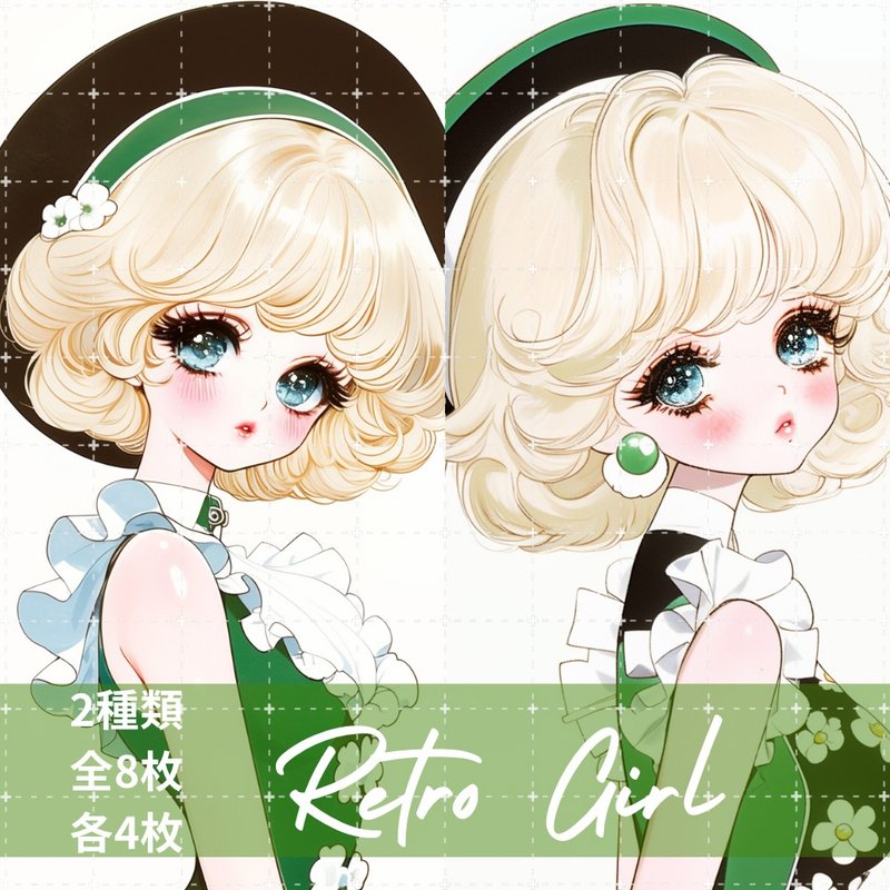 pinokkuma shop 人物贴纸 女孩贴纸 拼贴素材 - 贴纸 - 纸 