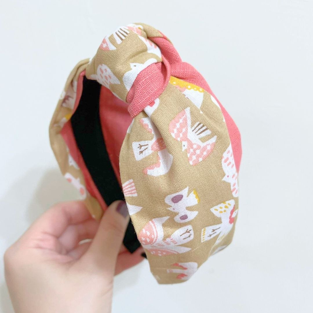 纯手工高弹力发箍 日本童趣飞鸟(粉) 扭结发箍高弹力发箍 - 发饰 - 棉 粉红色