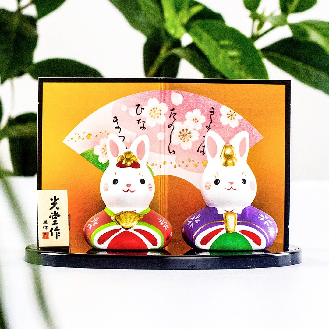 日本药师窑锦彩宫廷兔子摆件 生日结婚纪念日创意礼物 现货 - 摆饰 - 陶 