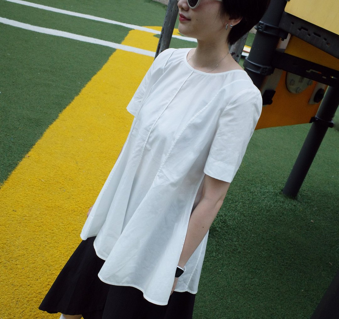 UUIN   _ 公主线圆领上衣 - 女装上衣 - 棉 白色