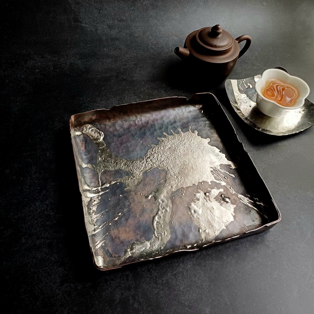 侘寂之美-手制壶承茶盘【万象】 - 茶具/茶杯 - 铜/黄铜 咖啡色