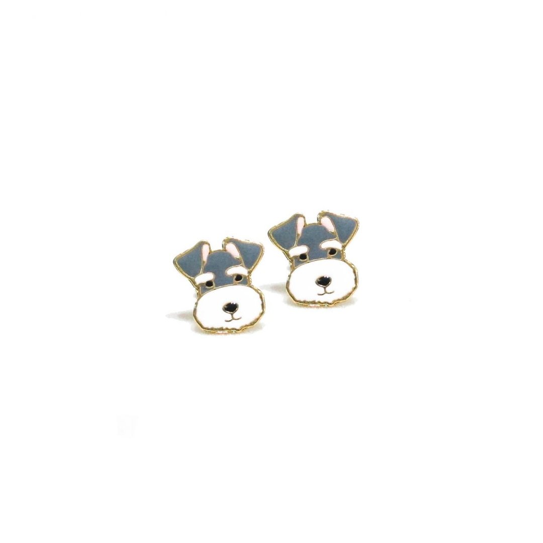 Gubjung &amp; Friends - Schnauzer earring - 耳环/耳夹 - 贵金属 灰色