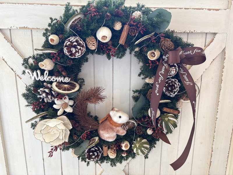 现货花圈/圣诞花圈/圣诞礼物/圣诞装饰/永生花圈/圣诞布置/圣诞限 - 干燥花/捧花 - 植物．花 咖啡色