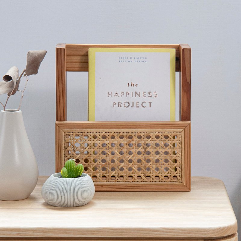 Tomood/ 土与木之间 手工实木藤编置物架 收纳盒(S) - 收纳用品 - 木头 卡其色