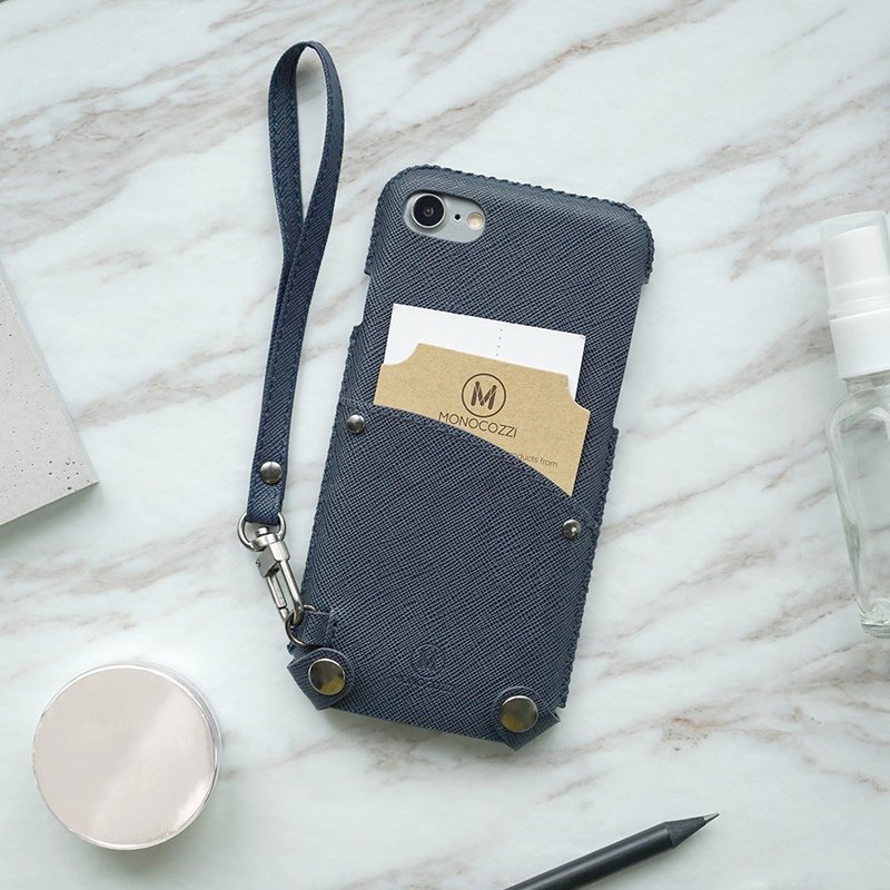 POSH | 软皮手机套(附送手带) - IPHONE SE/8/7 - 军蓝色 - 手机壳/手机套 - 人造皮革 蓝色