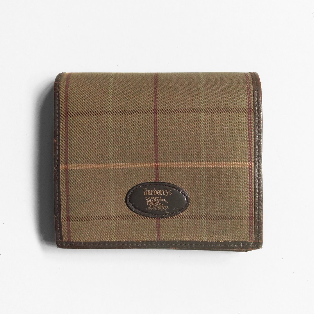 A ROOM MODEL - VINTAGE，Burberry格纹零钱内袋口金短夹 / BD-0524 - 皮夹/钱包 - 真皮 咖啡色