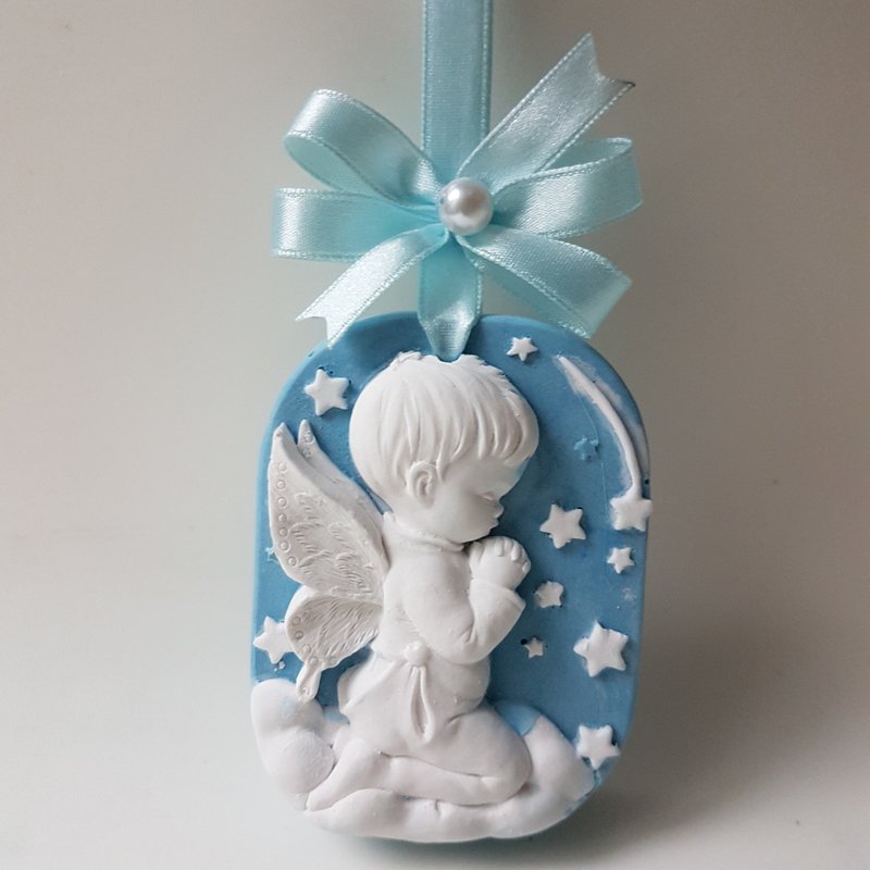 扩香石壁饰 - 祈祷天使 - 男V1 含圭藻土具吸湿防潮性,交换礼物 - 香薰/精油/线香 - 其他材质 蓝色