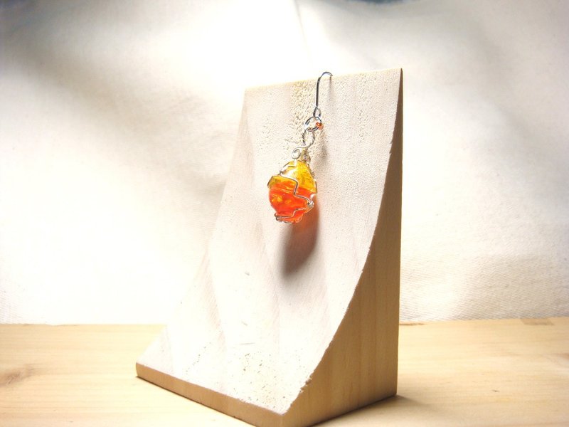 柚子林琉璃 - 飞舞的姿态 - 甜橙橘x石榴红 - 单边耳环/项链 - 项链 - 琉璃 多色