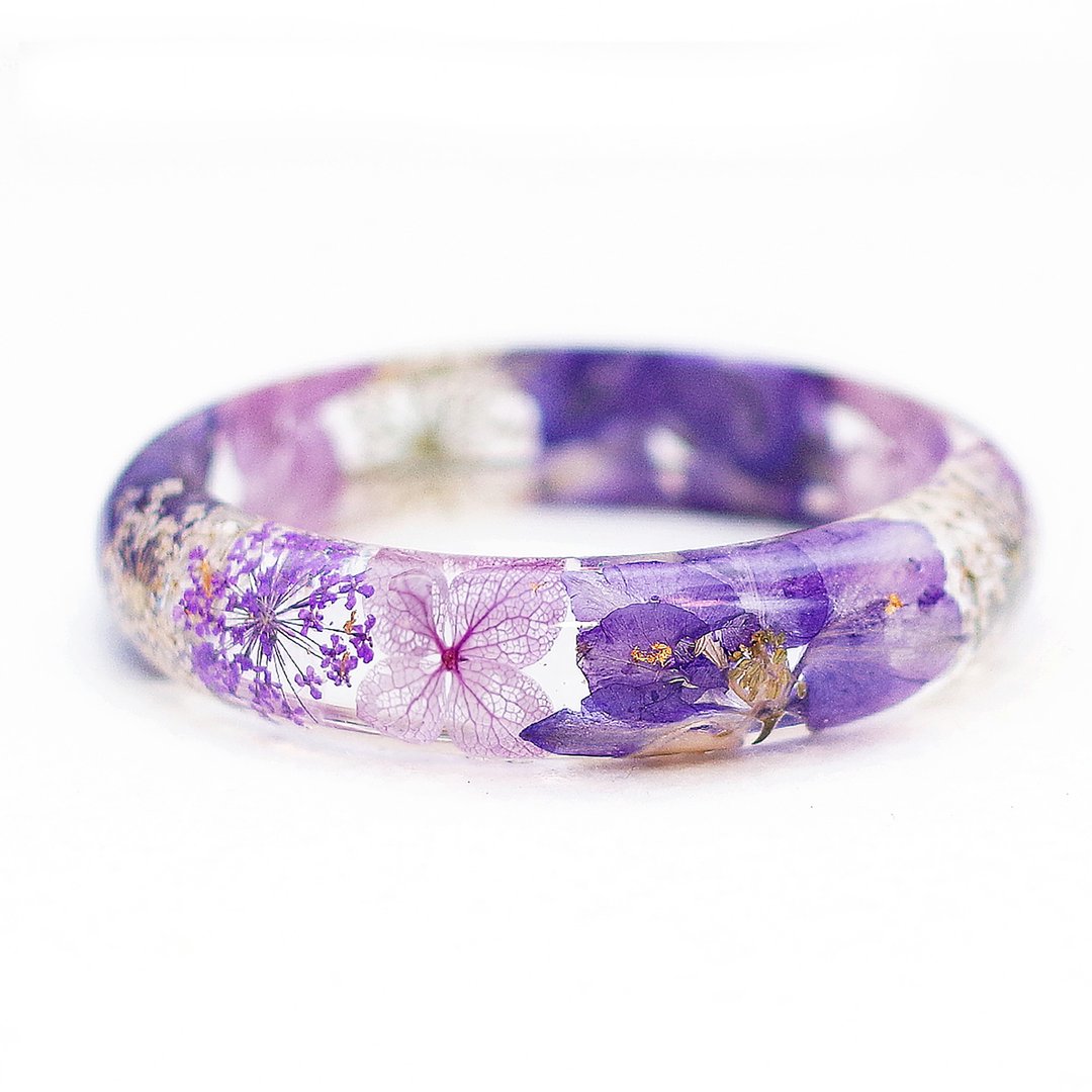 花说・飞燕蕾丝真花手镯・紫色系・干燥花永生花永绽花 - 手链/手环 - 植物．花 紫色