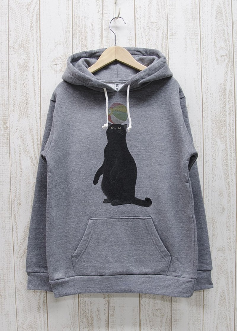 Kuroneko Parker Paper Balloon Heather Gray / R038-P-GR - 中性连帽卫衣/T 恤 - 棉．麻 灰色