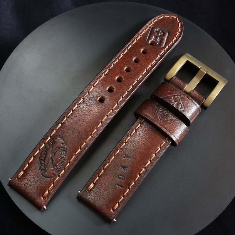 瑞士AMMO表带，真皮表带，复古风格 - 表带 - 真皮 咖啡色