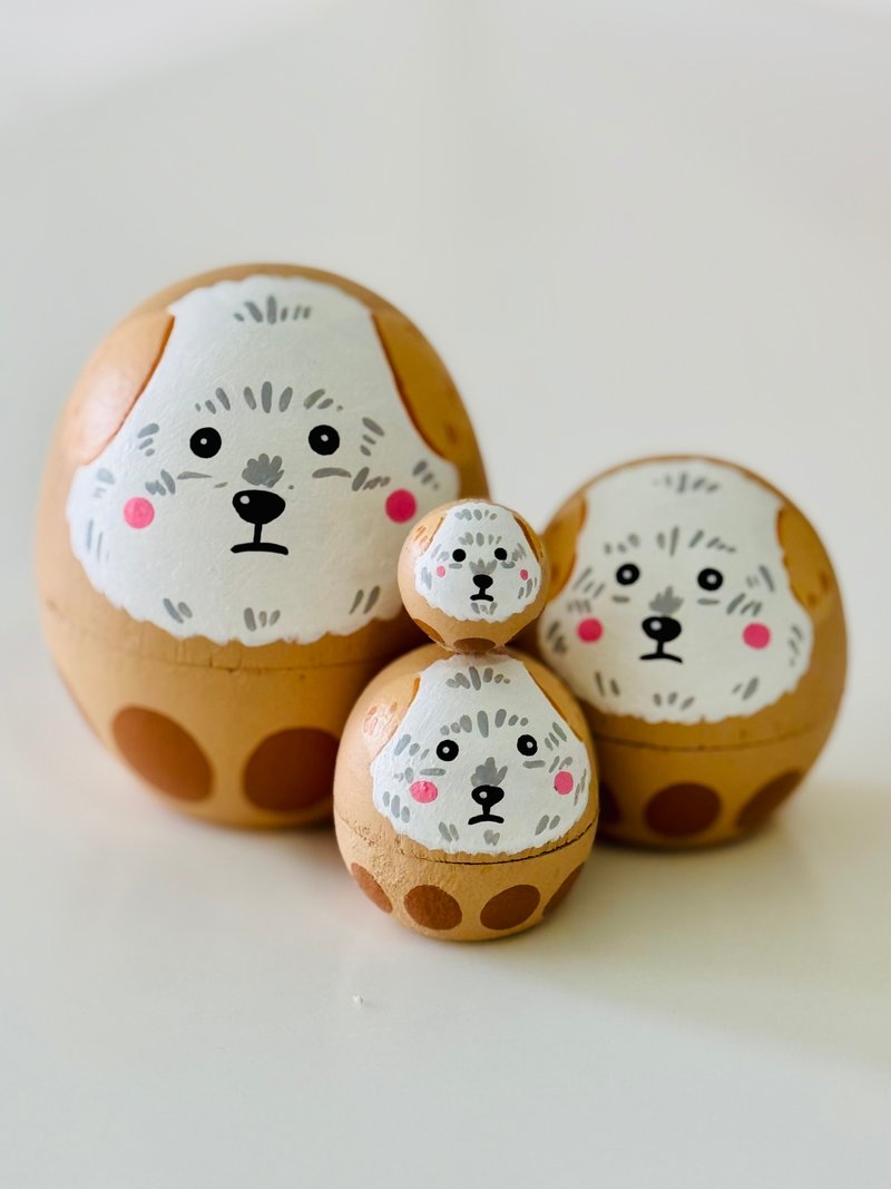 【定制化 宠物狗狗】订制商品 俄罗斯娃娃套装 手工木制 疗愈摆设 - 订制抱枕/饰品 - 木头 