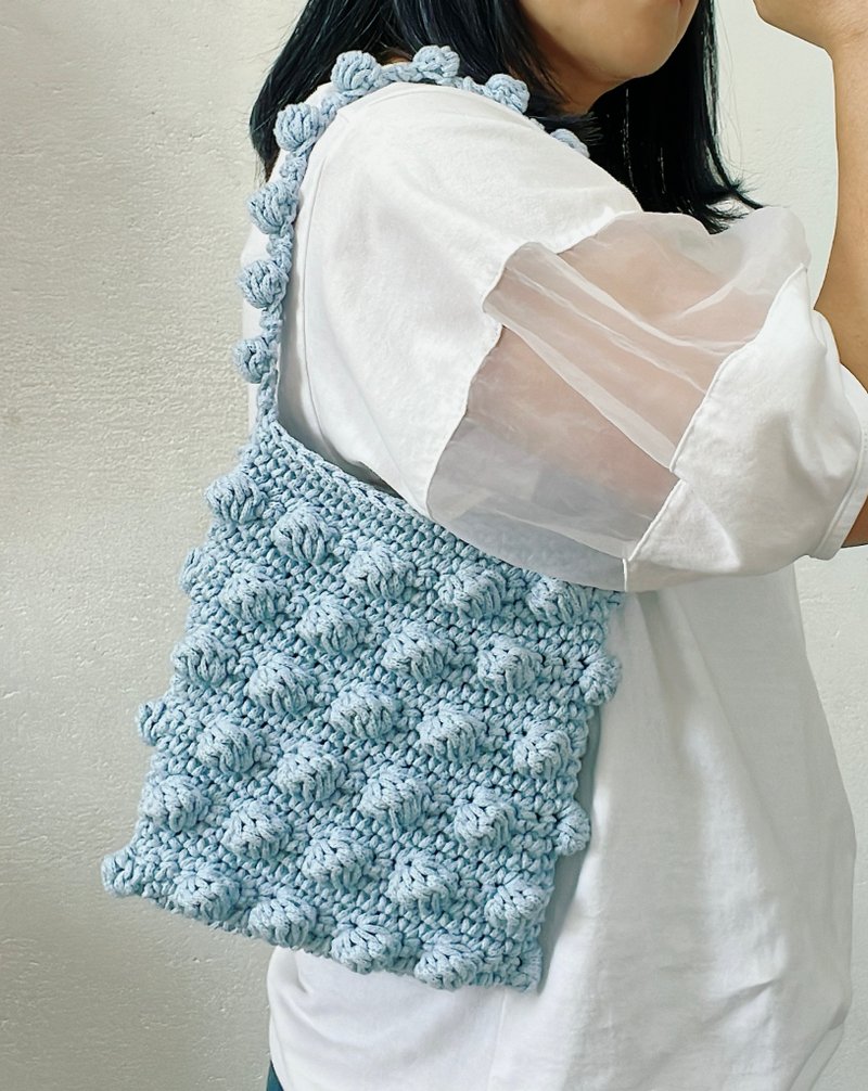 多边形豆豆库柏包-圆股粗棉线款-天蓝 - 手提包/手提袋 - 棉．麻 