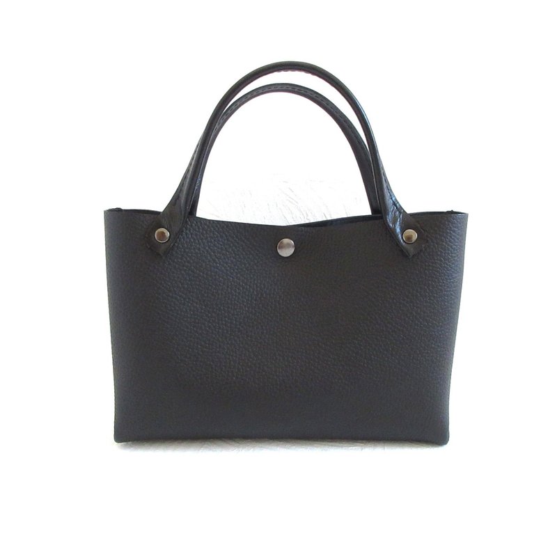 小巧却收纳方便。牛皮材质，长方形迷你托特包，三角形衬料，黑，收缩，0633 - 手提包/手提袋 - 真皮 黑色