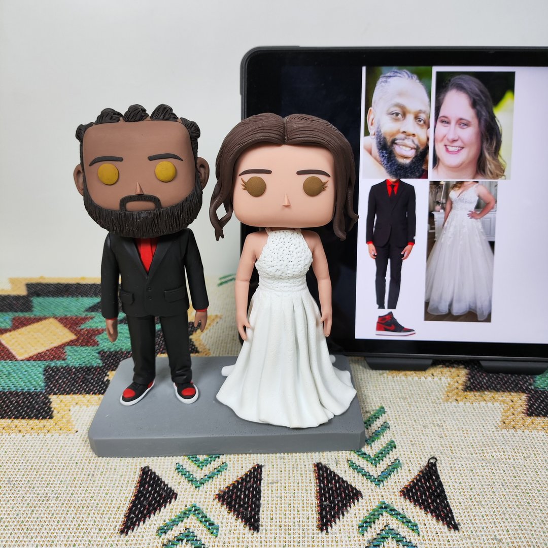 纯手工定制美国Funko Pop 自画像公仔情侣父母夫妻结婚周年礼物 - 玩偶/公仔 - 粘土 多色
