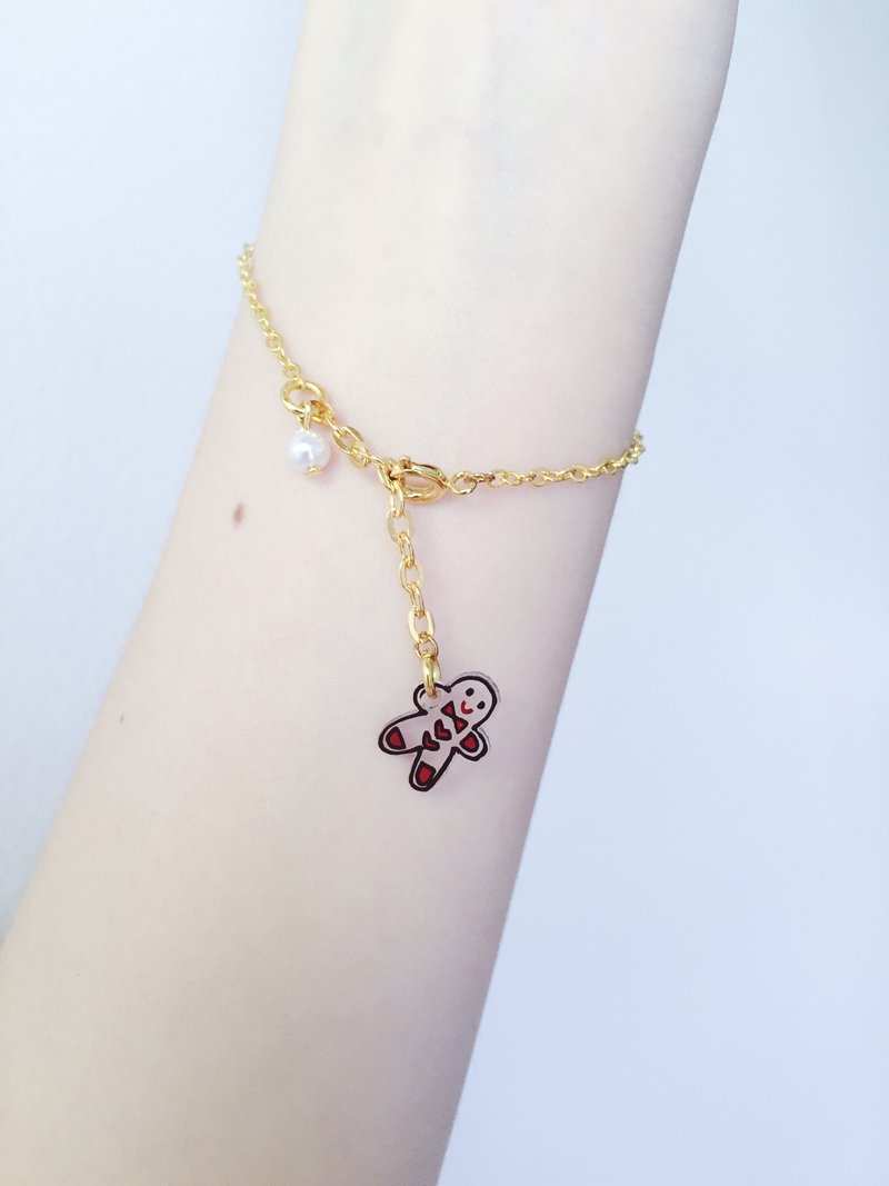 圣诞姜饼人手环 / 手绘 / 手作手环 - 手链/手环 - 塑料 红色