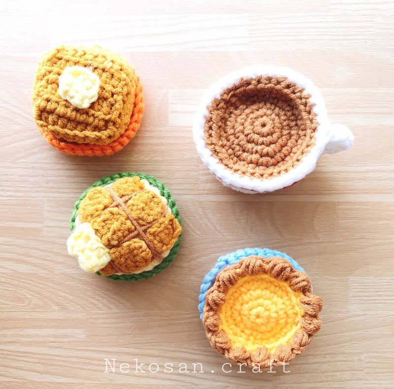 香港茶餐厅食物猫玩具  菠萝油、西多士、蛋挞、奶茶款 - 玩具 - 棉．麻 