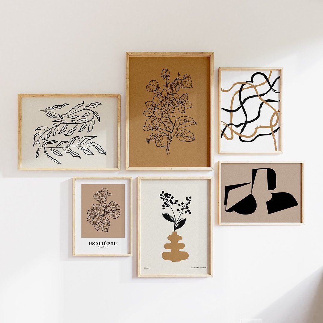 SOPHIA - 大地色系画廊墙 x6 挂画装饰 插画 海报 居家布置 - 电子手绘真人画像/绘画/插画 - 其他材质 
