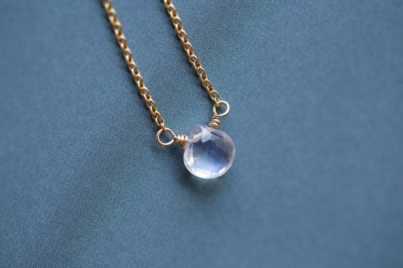 有你无憾项链│月光石 全14kgf 生日 礼物 天然石 蓝光 灵魂伴侣 - 项链 - 水晶 白色