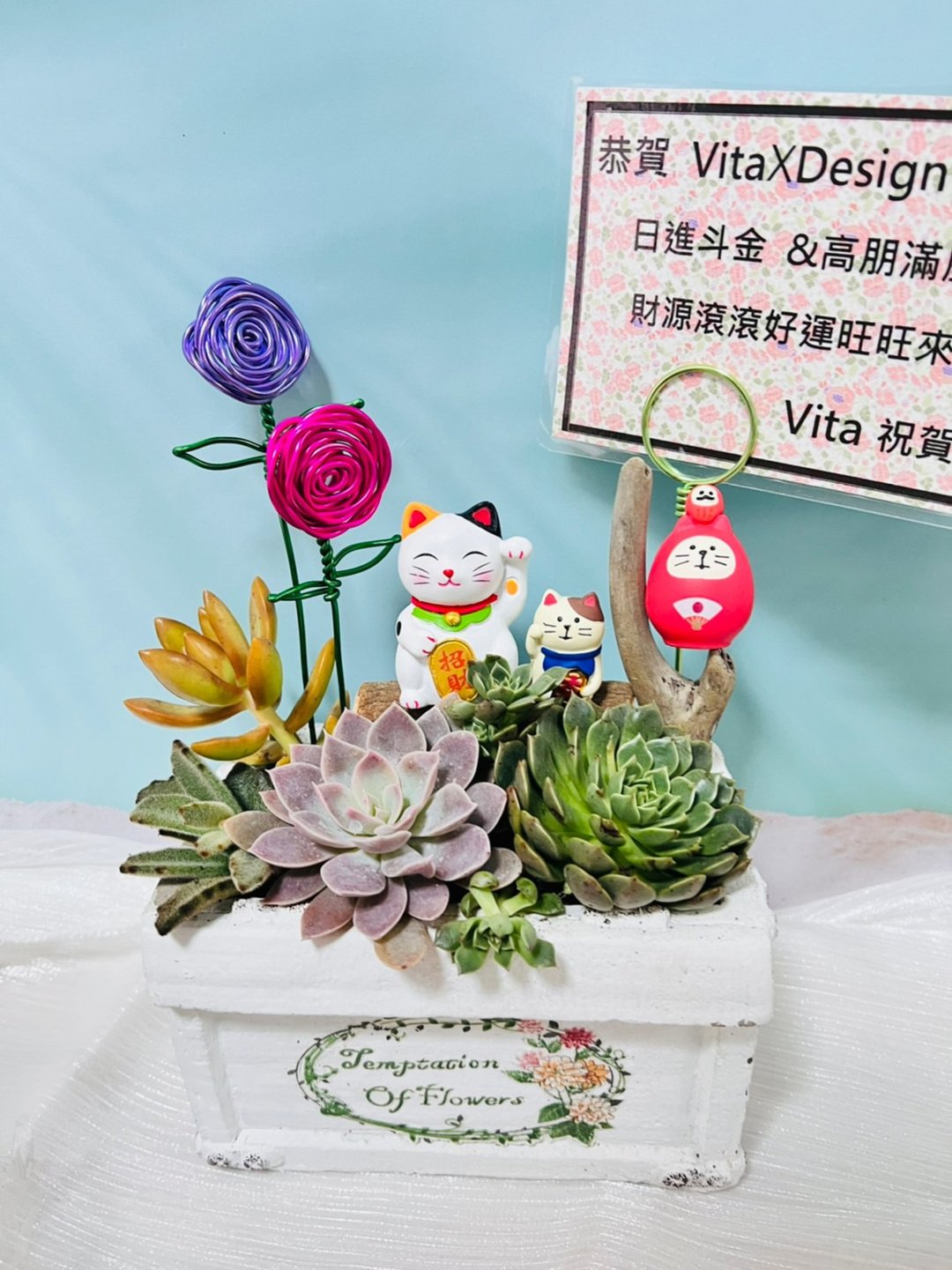 浪漫花园定制玫瑰铝线组盆  开幕志庆 新居落成 升官乔迁 - 植栽/盆栽 - 水泥 白色