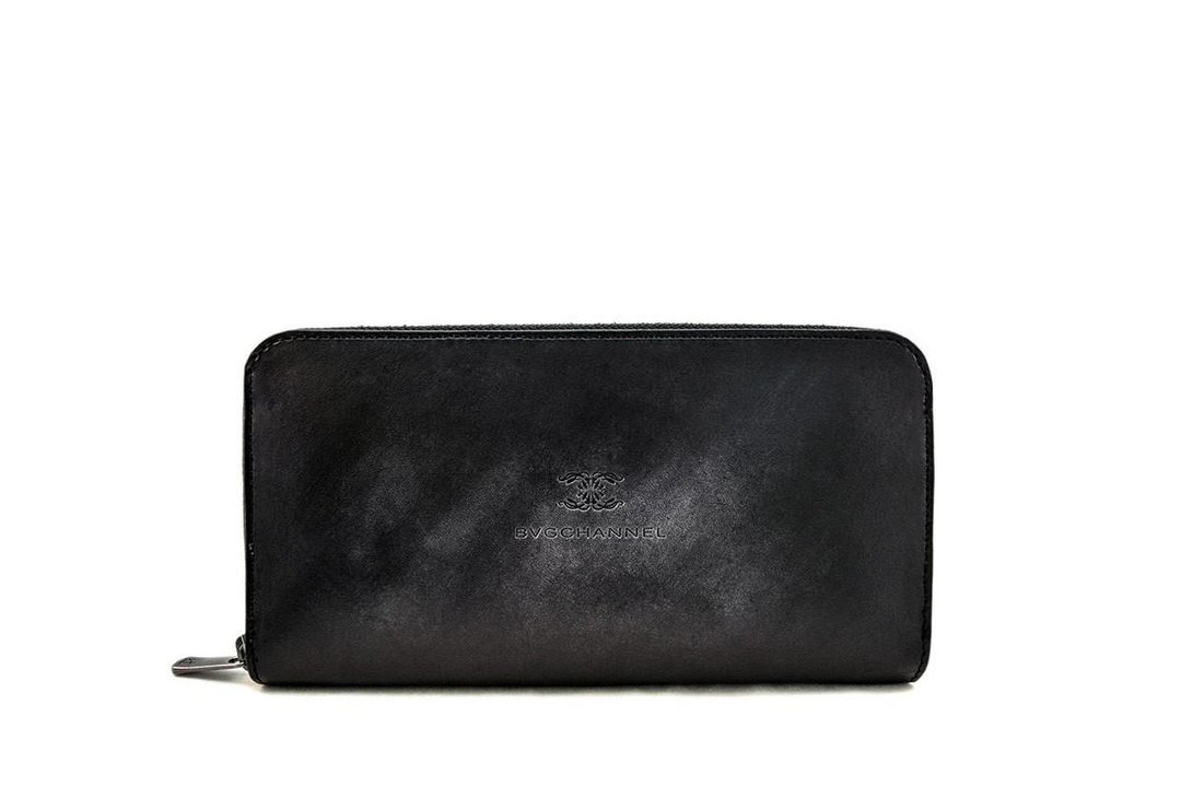ACROMO Black Zip Around Wallet - 皮夹/钱包 - 真皮 黑色