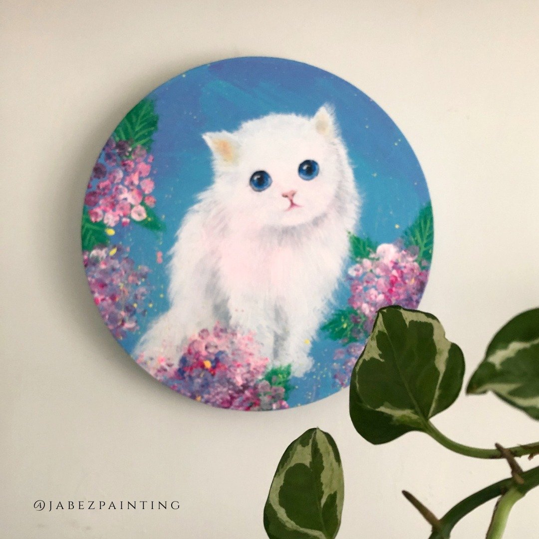 手绘原画作│猫与绣球花 -1 - 海报/装饰画/版画 - 棉．麻 