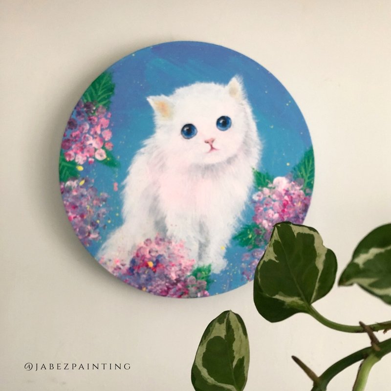 原画作│猫与绣球花-1 - 海报/装饰画/版画 - 棉．麻 