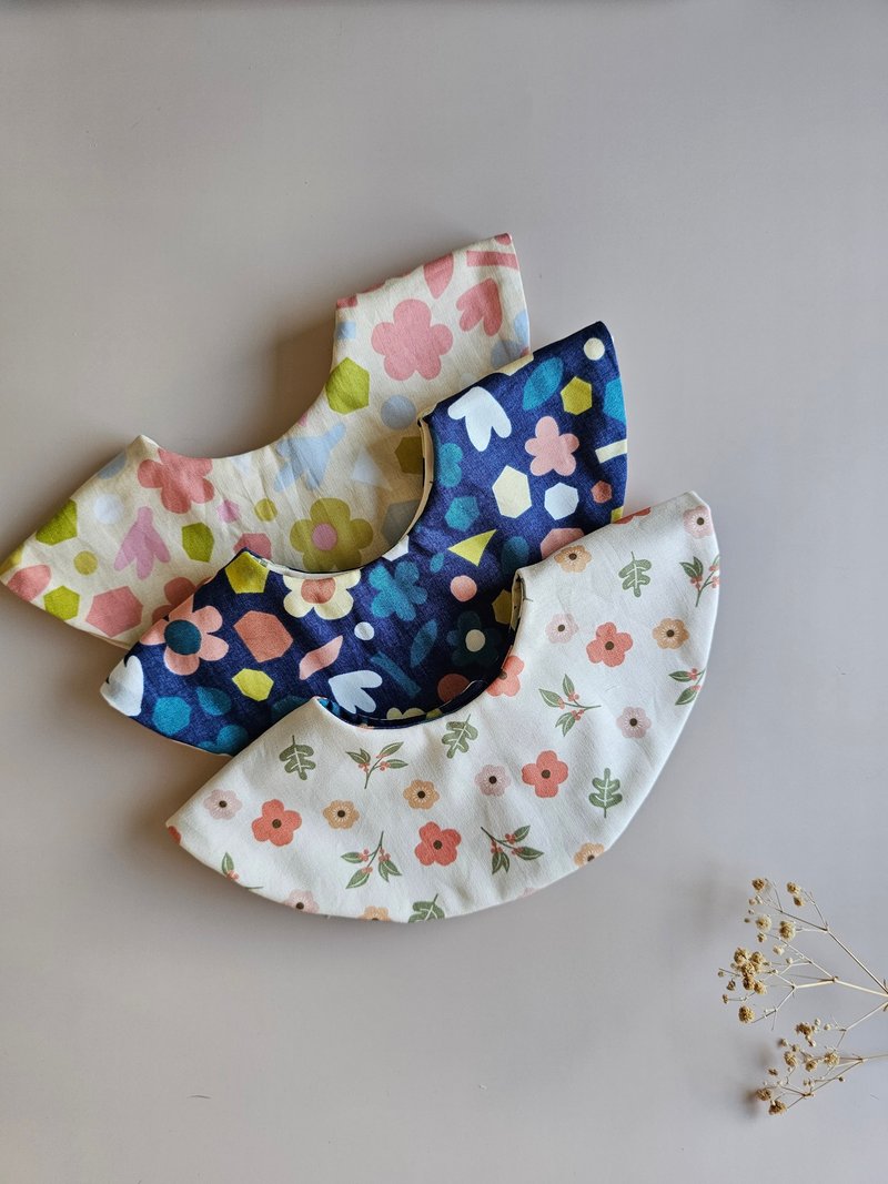 360度圆兜 双面围兜 纯棉口水巾 - 几何花朵 - 围嘴/口水巾 - 棉．麻 多色